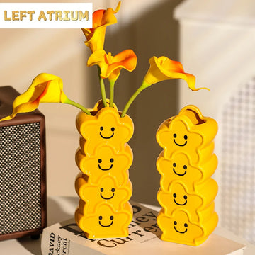 Smiling Ceramic Vase Dried Flower Flower Arrangement Accessories Creative Desktop Mini Vase Ornaments Living Room Decoration