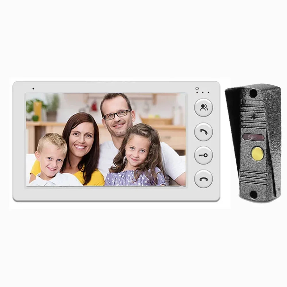 ANJIELO7Inch Video Intercom System Outdoor Metal Doorbell Waterproof Cold ResistanVideo Door Phone Home Night Vision Lock Unlock