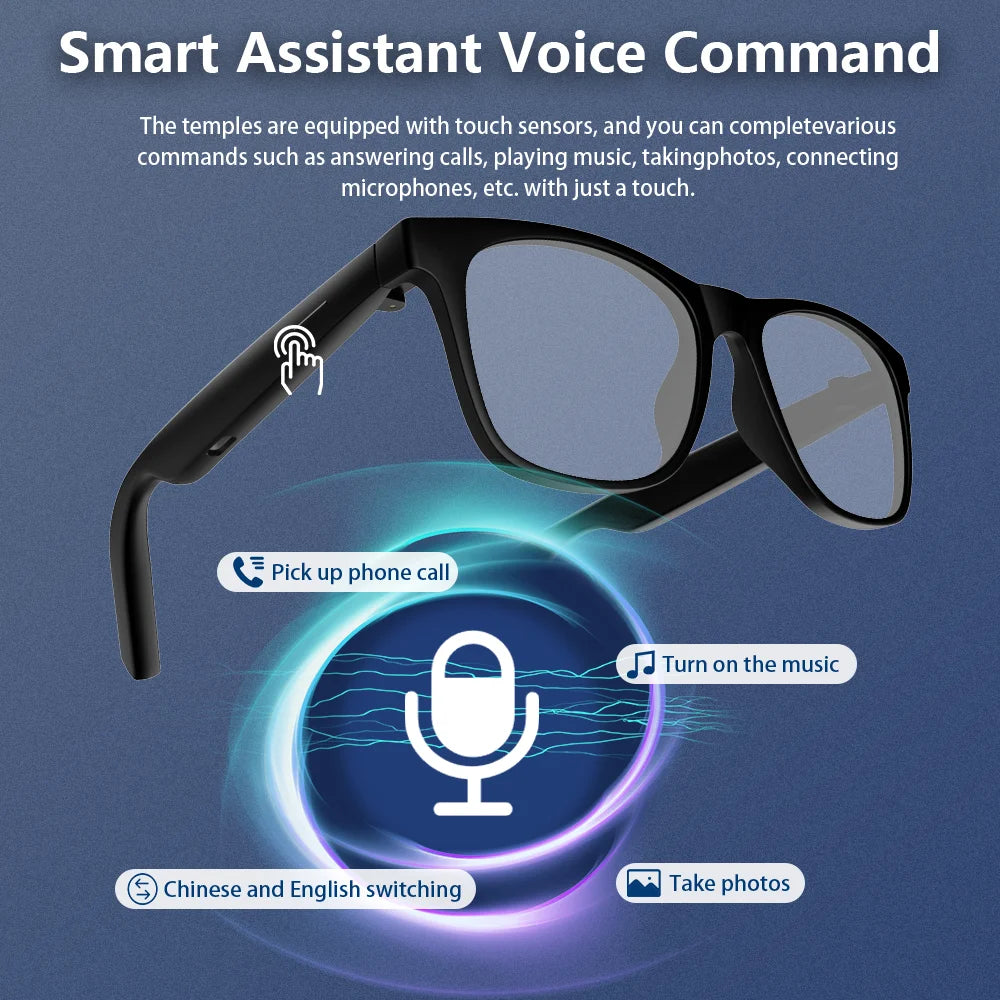 LAXASFIT 2025 New Men's Smart Glasses Women's Bluetooth Glasses Voice Call Control Music UV Polarized Sunglasses