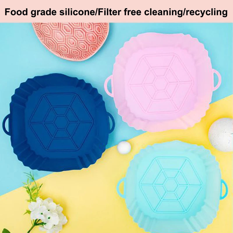 Air Fryer Silicone Liners Air Fryer Silicone Pot Reusable Silicone Air Fryer Liners Food Safe Non Stick Air Fryer Basket Accesso