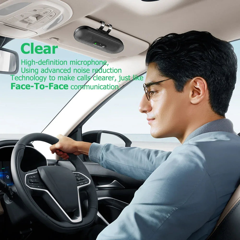 Bluetooth 5.4 Car Kit Handsfree Dual 3W Speakerphone Sun Visor Speaker Mp3 Player Wireless Music Receiver With Voice Assistant