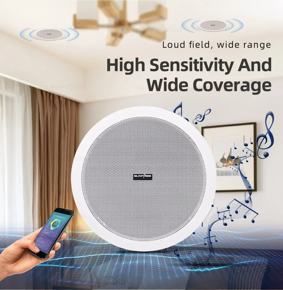 Home and Commercial Caixa De Som Bluetooth Speaker Active and Wired Ceiling Speaker Background Music Stereo for Home Theater 10W