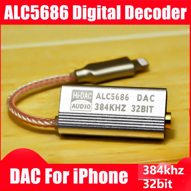 ALC5686 CX31993 HiFi DAC Headphone Amplifiers Audio Decoding AMP Adapter Sound Card Digital Decoder 32bits/384KHz For iPhone iOS