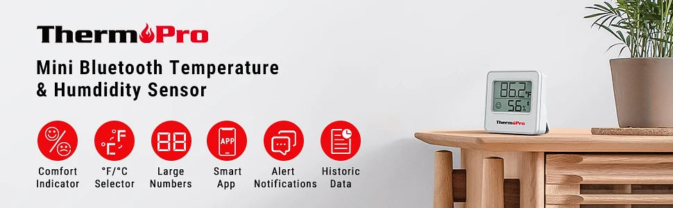 ThermoPro TP357 80M Smart Wireless Digital Thermometer Hygrometer Indoor Mini Room Thermometer Weather Station With Data