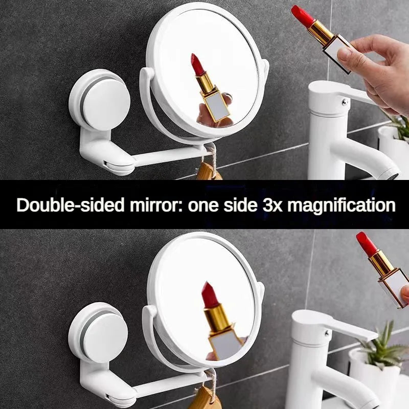 HD Plane Mirror Magnified Makeup Shaving Vanity Mirror Bathroom Wall Mounted 360 Degree Rotating Mirror  Mirror Wall  Mirrors