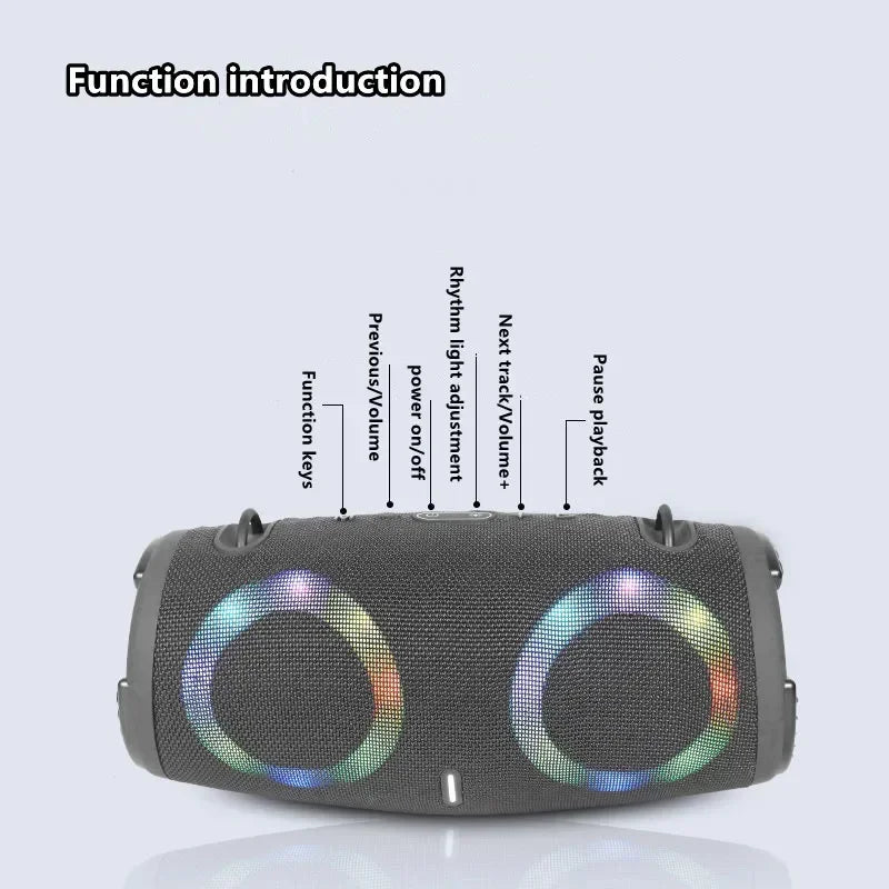 30W high power bluetooth speaker portable RGB colorful light waterproof wireless subwoofer 360 stereo surround TWS FM boombox