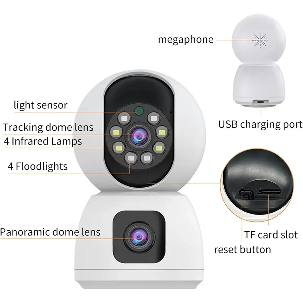 ANSVICAM Tuya Smart 4K 8MP Dual-Lens PTZ Security Camera 5G WiFi Dual-Screen Indoor Cameras AI Auto Tracking Color Night Vision