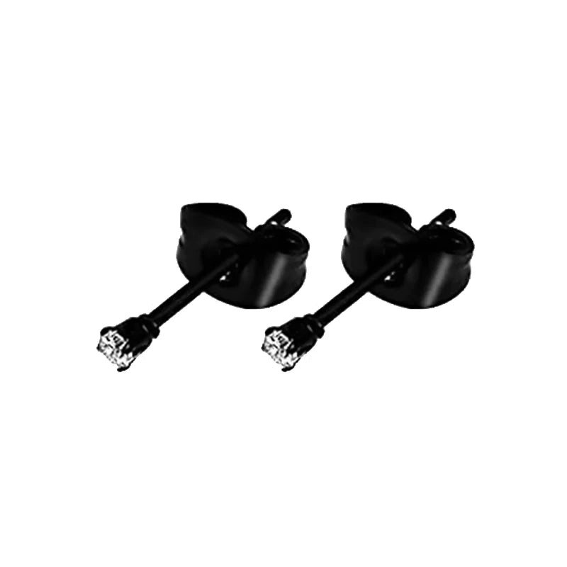 1/16 pairs Black Punk Stainless Steel Women Men Hoop Earrings Small Trendy Round Cross Pendants Jewelry Accessories Earrings