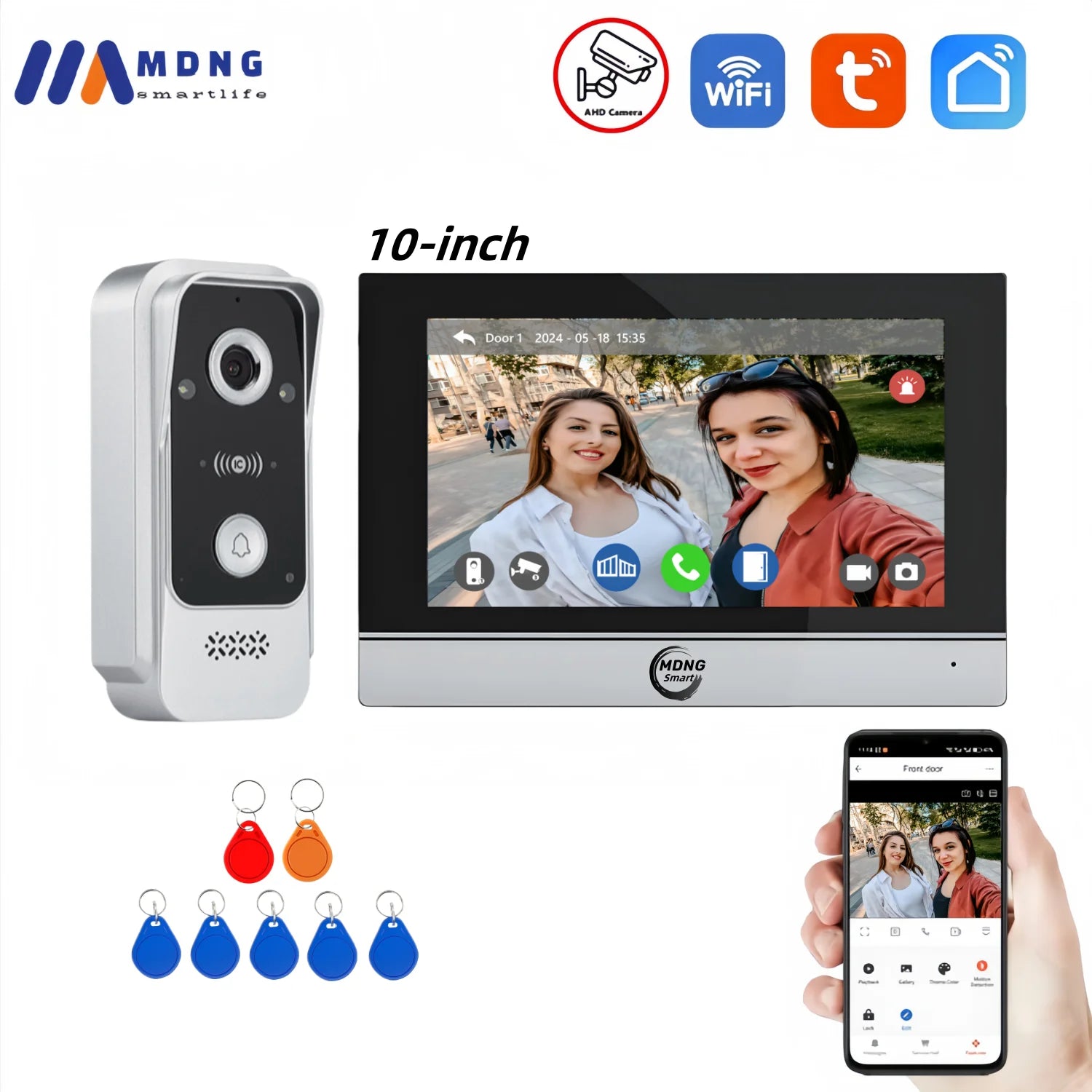 7 Inch Tuya Smart Wired Home Videophone Intercom System Dual Lock Unlocking FHD 1080P Wireless Video Doorphone Intercom Doorbell
