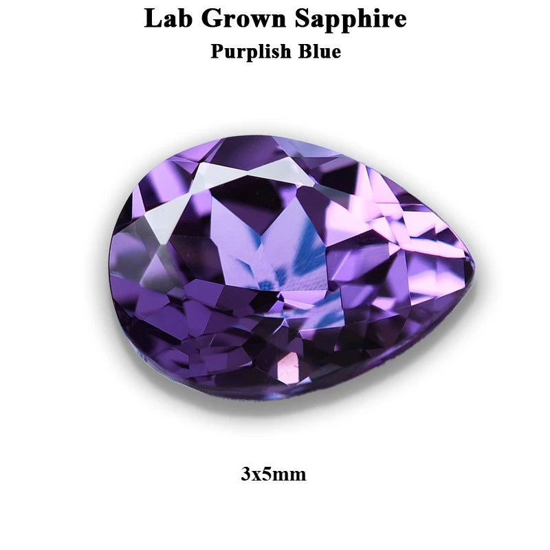 Lab Grown Sapphire Pear Cut Multiple Colors Available VVS1 Gemstone DIY Jewelry Making Materials with Selectable Certificate