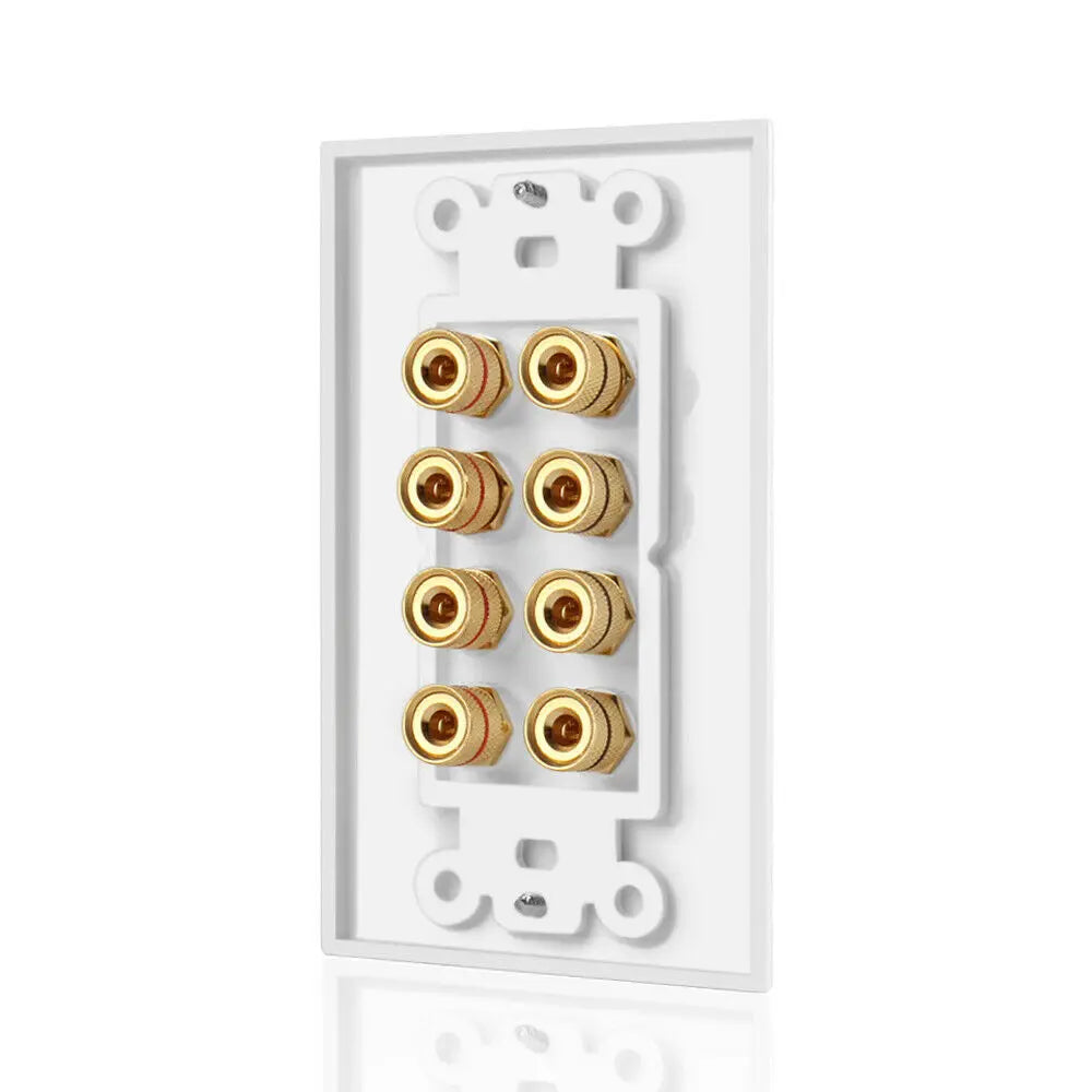 N33R_8 Posts Speaker Home Theater Wall Plate Audio Panel for 4 Speakers