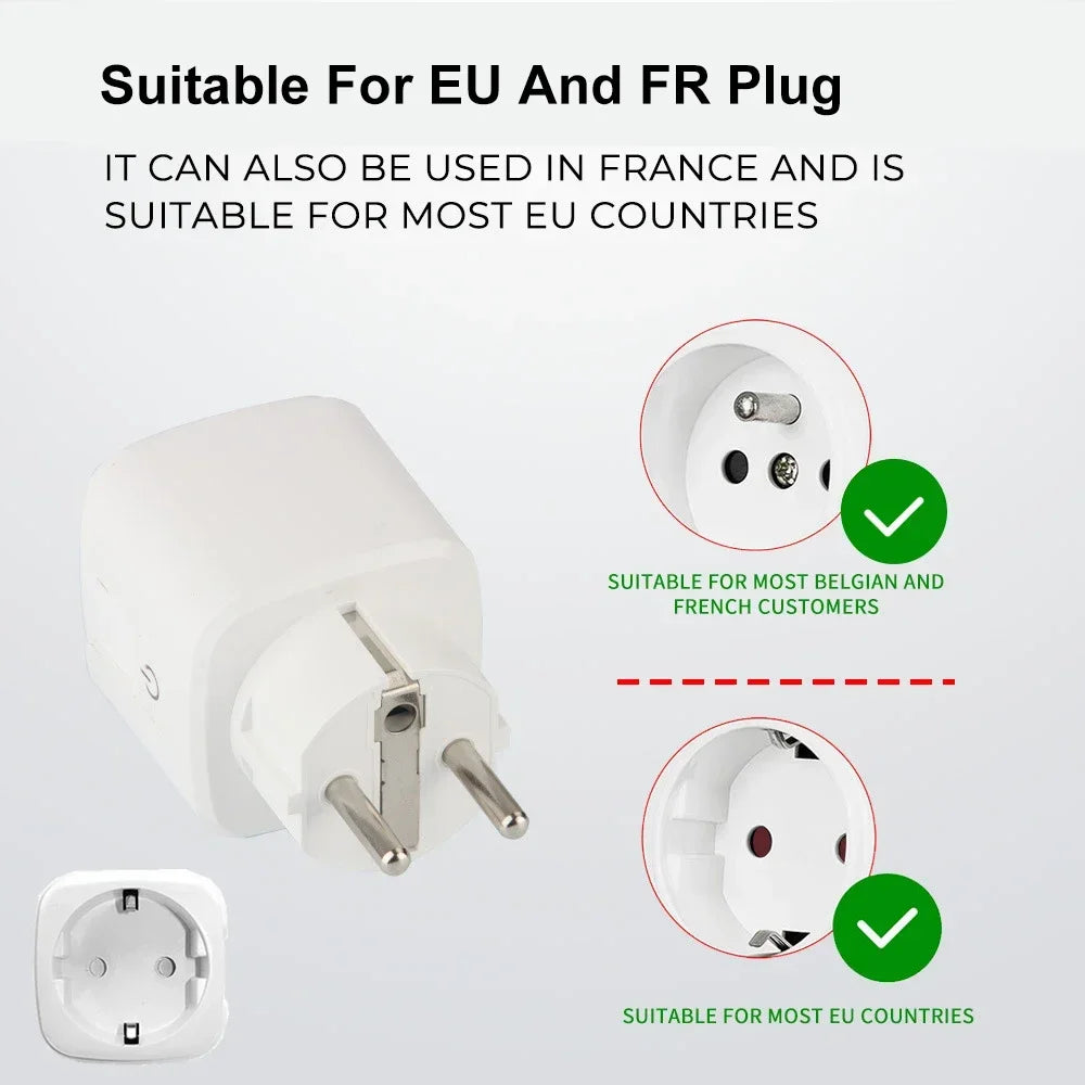 Home Assistant Zigbee EU Smart Plug 20A/16A Smart Socket With Power Monitoring Timing Function APP Control Works with Alexa Z2M