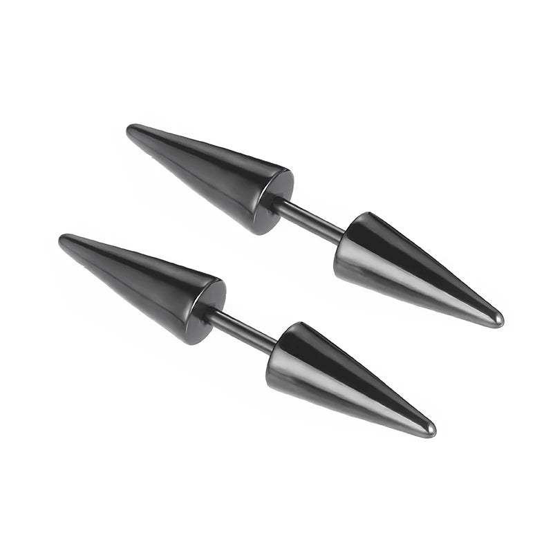 1/16 pairs Black Punk Stainless Steel Women Men Hoop Earrings Small Trendy Round Cross Pendants Jewelry Accessories Earrings