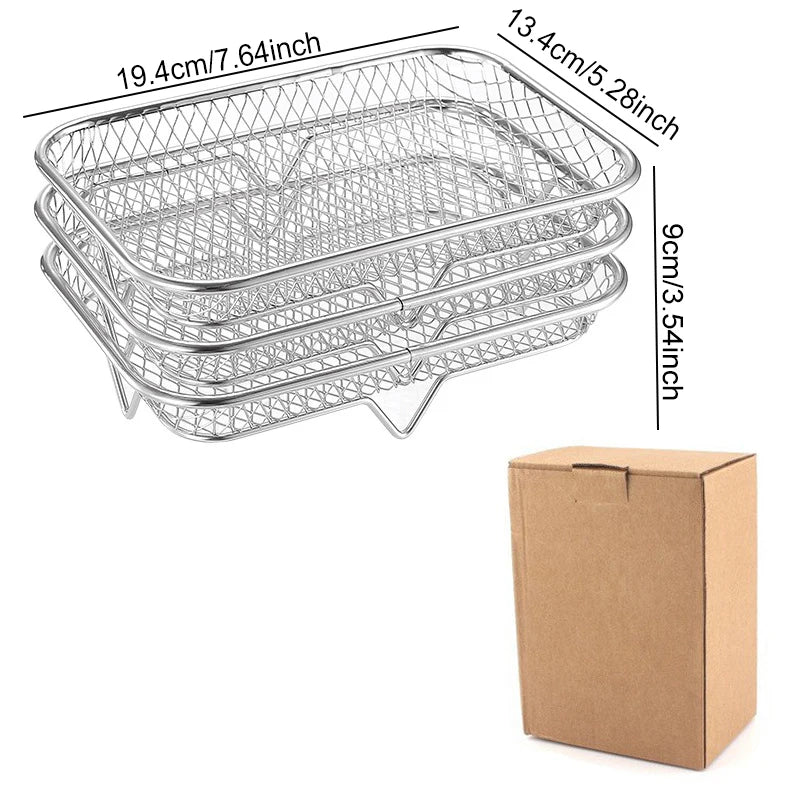 Air Fryer Universal Accessories Metal Oven Air Fryer Racks For Baking Stackable Grill Skewer Rack Fit All Airfryer 4.2Qt - 5.8Qt