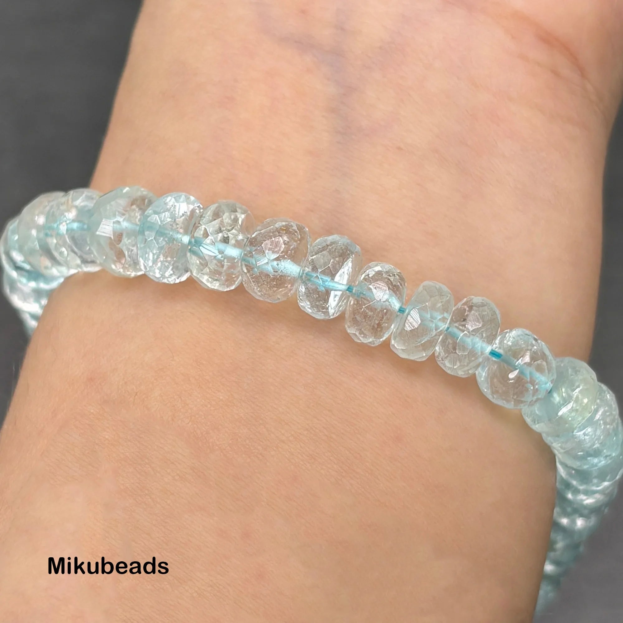 Wholesale Natural 4-9mm Blue Topaz Faceted Rondelle Round Loose Beads For Making Jewelry DIY Necklace Bracelet Mikubeads