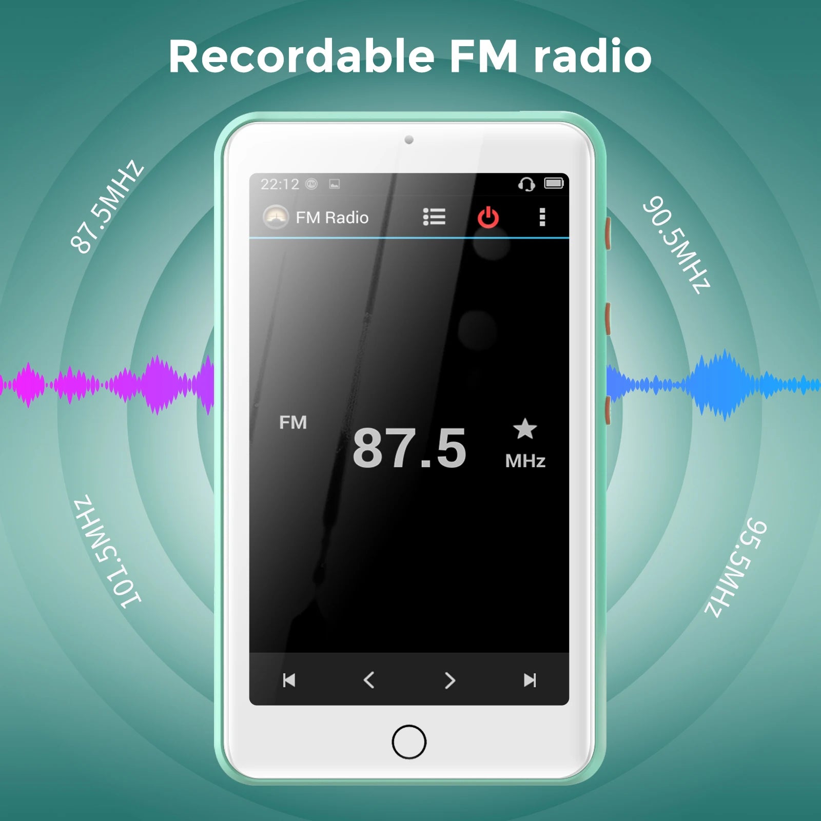 Portable MP4/MP3 player bluetooth speakers & wifi, music player with video, FM radio, eBooks, Recorder, capacity up to 512 GB