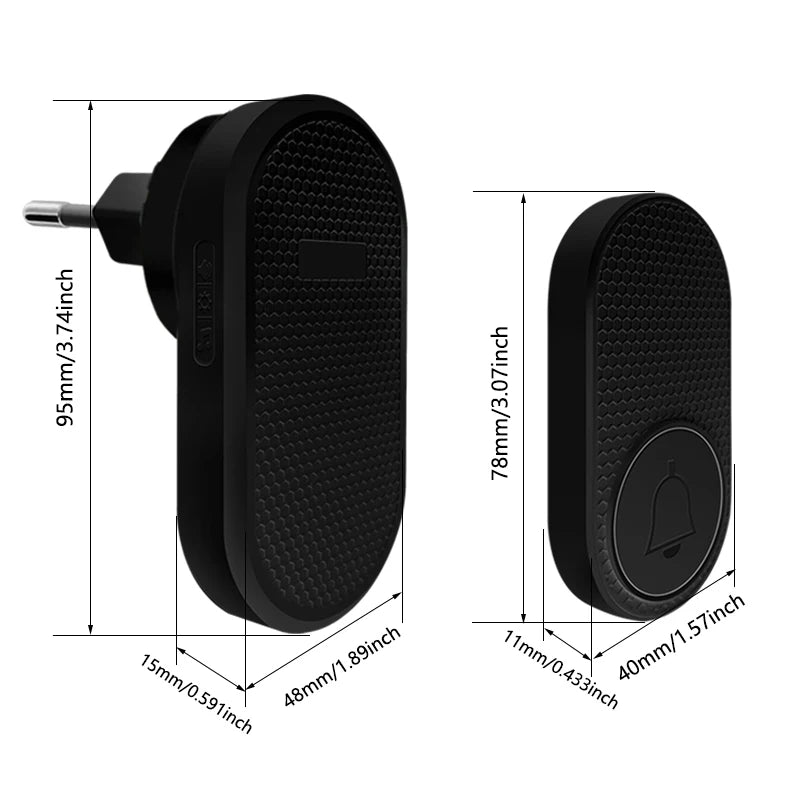 Smart Welcome Doorbell Wireless Door Bell Chime Guests Button 32 Songs Home Alarm Reminder Receiver Black Fashion