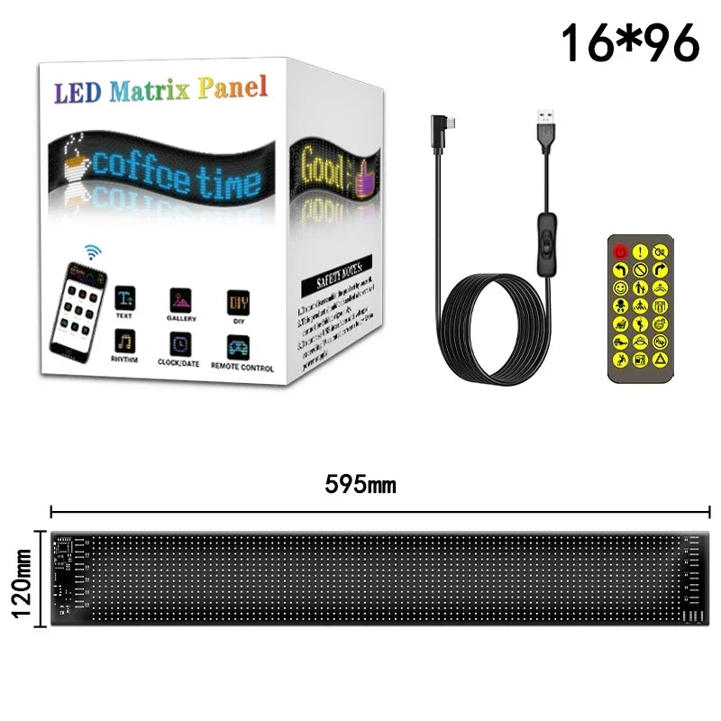Smart Pixel LED Display Panel Digital Screen Matrix Programmable Advertising Sign USB 5V APP Control Customize Image Animation