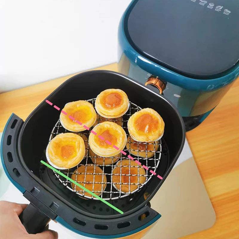 HOT! Round Air Fryer Rack With Legs Stackable Grid Grilling Rack Stainless Steel Anti-corrosion For Home Kitchen Oven Steamer