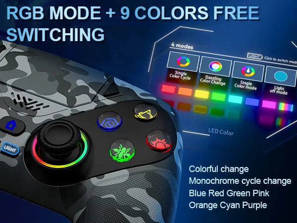 Wireless RGB Light Gamepad For Playstation 5 Controller Console Gaming Controller With Turbo Dual Sense Vibrate Programming