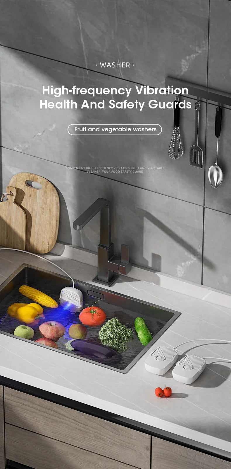 Vegetable and Fruit Cleaning Machine Multi Functional Ultrasonic Cleaner Mini Kitchen Vegetable High Frequency Cleaning Machine