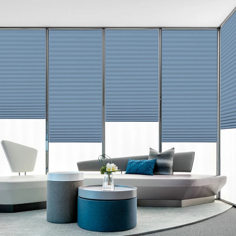 5 Size Self-adhesive Pleated Blinds Bathroom Balcony Shades Half Blackout Windows Curtains for Bedroom Living Room Balcony