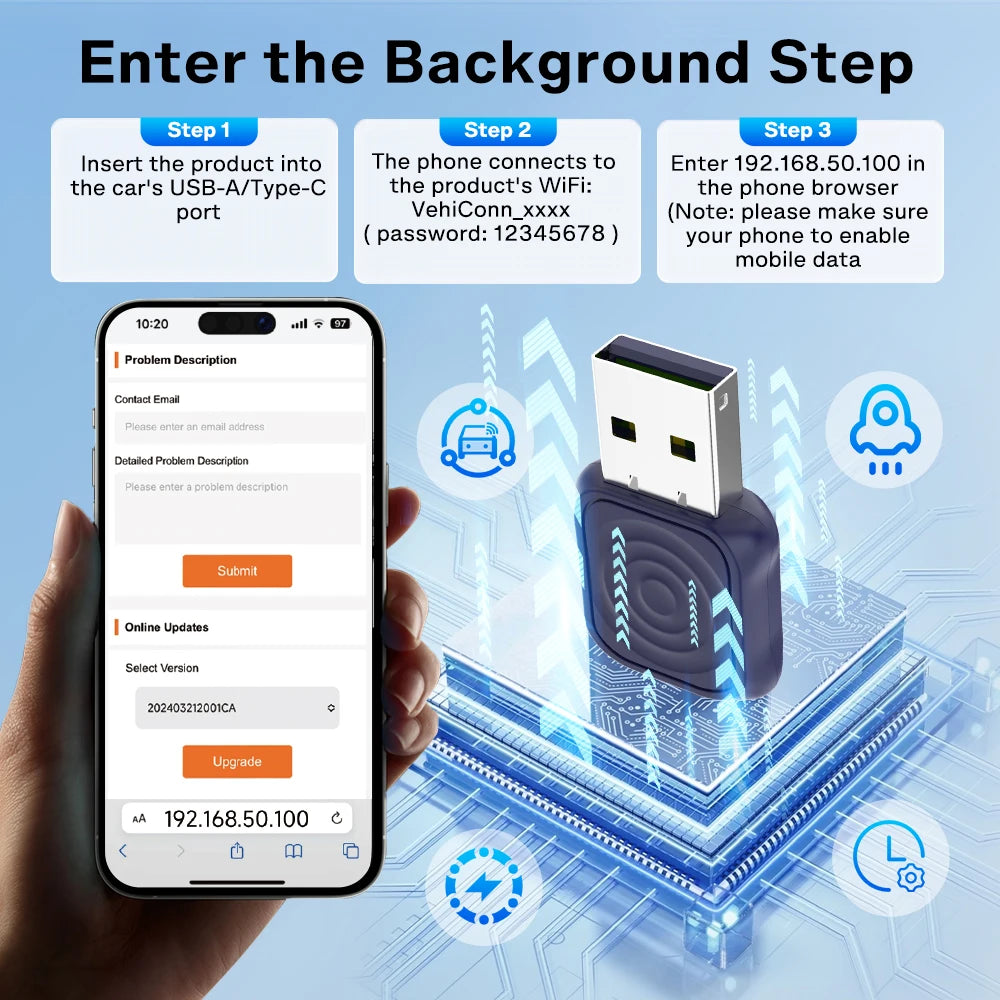 CarlinKit 5.0 Mini Ultra CarPlay Wireless Adapter 2 In 1 Wifi 5.8G Android Auto Wireless Dongle for Spotify Music OEM Car