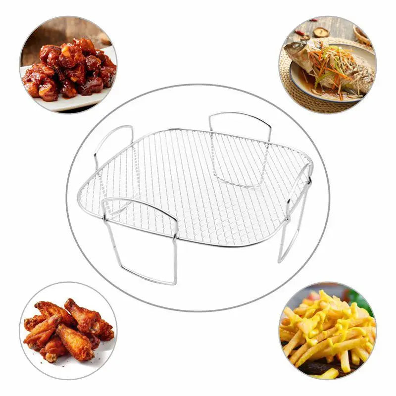 Air Fryer Grille Suitable For Air Fryers Oven Grill Stainless Steel Stackable Grill Kitchen Utensils Cook Multiple Foods