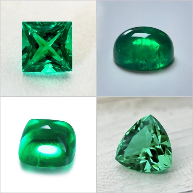 Lab Grown Colombian Emerald Stone High Quality Multiple Cuts Available Hydrothermal Hand-cutting Selectable AGL Certificate