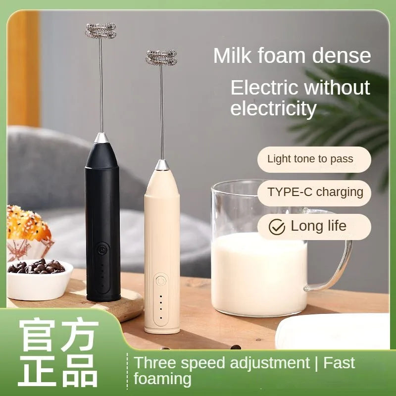 Handheld WhiskAutomatic Stainless Steel Mini Portable Blender 3 Speed Adjustable USB Rechargeable Blender Milk Frother
