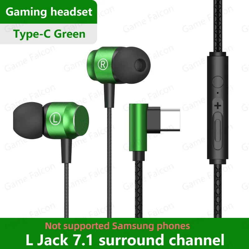 L Jack Magnetic Wired Gaming Headset 3.5mm Type-C Music Headset HiFi Mic Stereo Surround Sound For Phone Computer Mic Headset