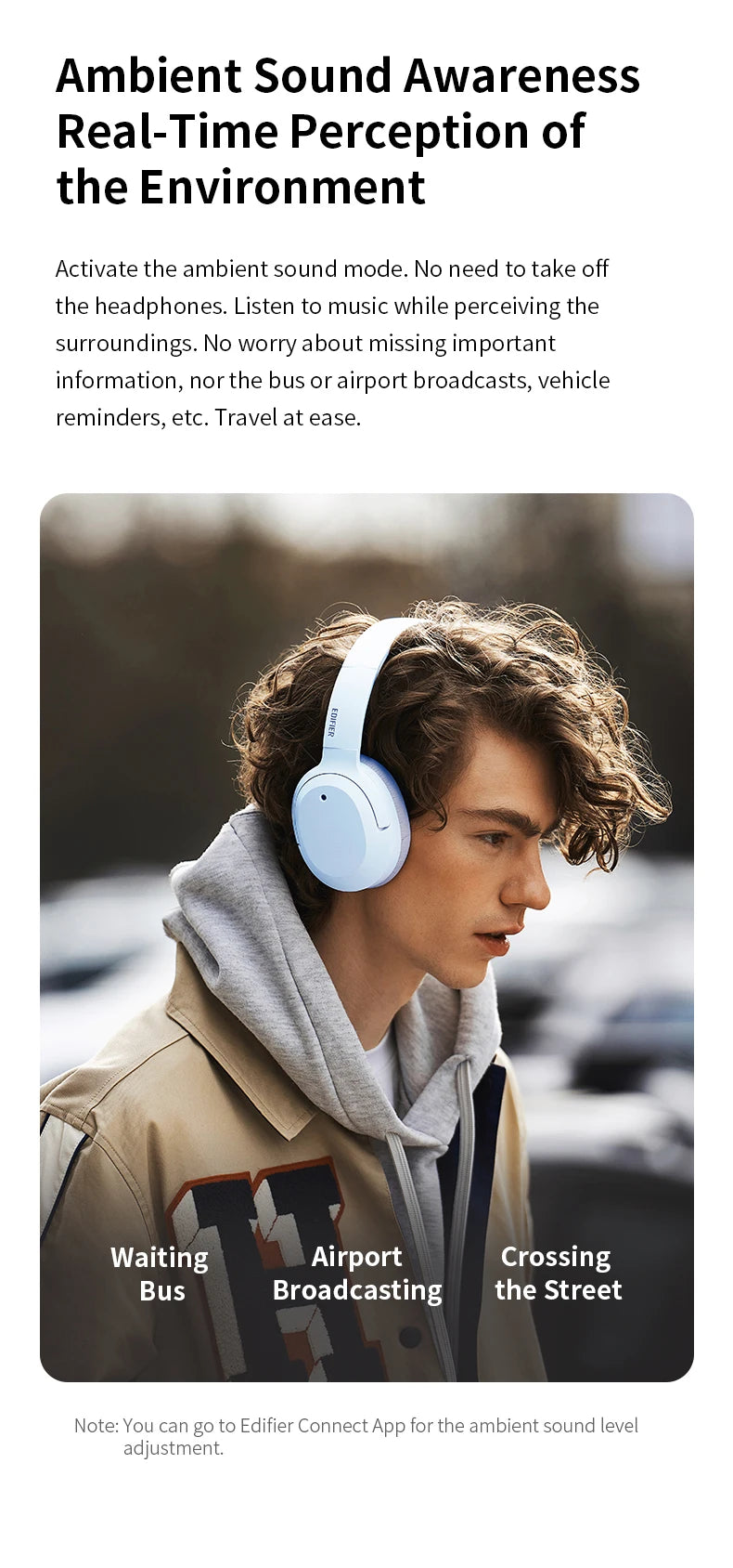 Edifier W820NB Plus Wireless Noise Cancelling Headphones 49hrs Playtime 43dB ANC Hi-Res LDAC Codec Over-Ear Bluetooth Headset