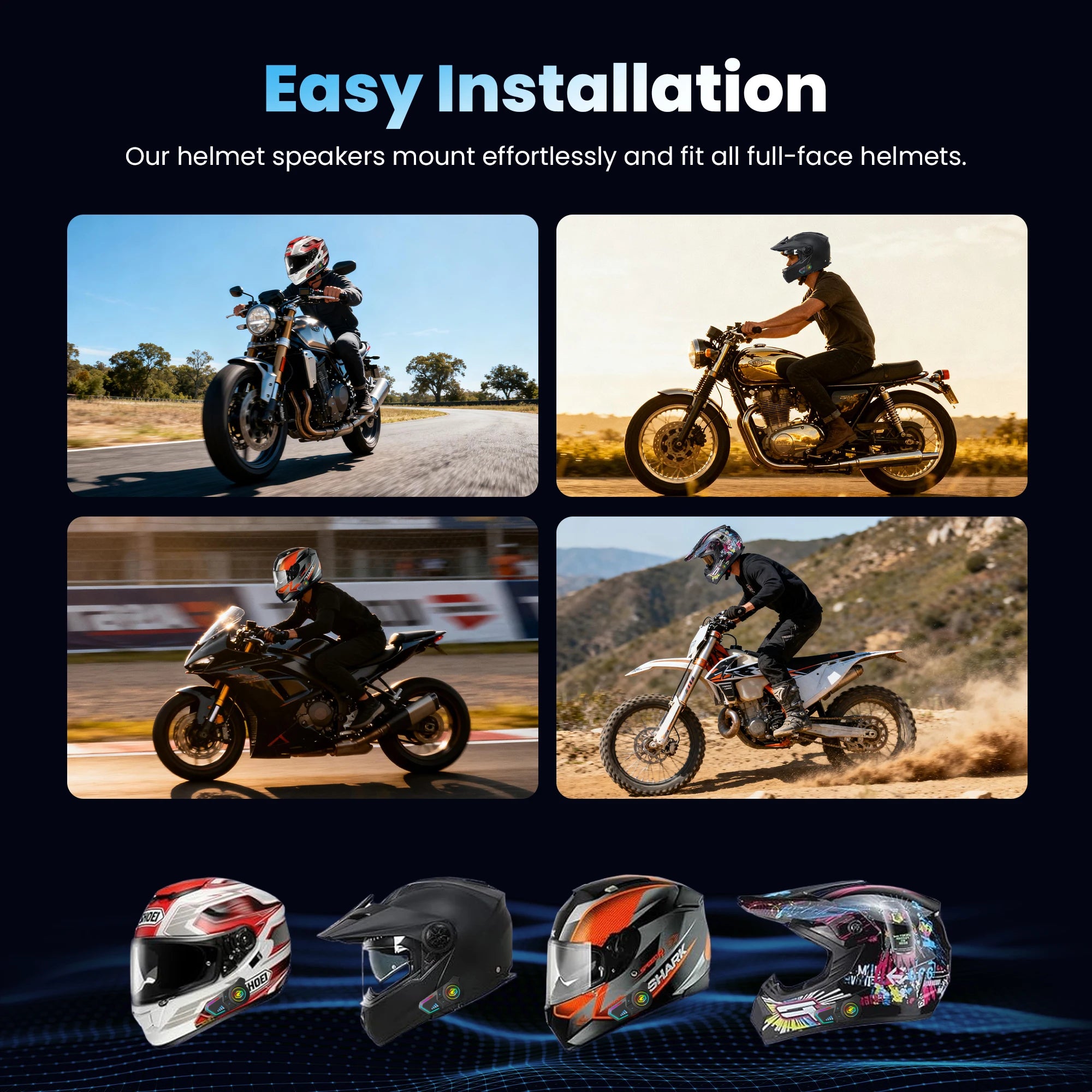 GEARELEC G1 Motorcycle Helmet Bluetooth Headset Hands Free Call IPX67 Waterproof 1000mAh Headset Speakers HiFi Stereo RGB Light