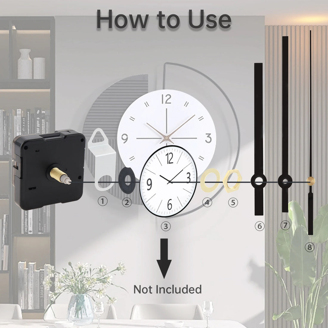 Quartz Battery Operated Silent Wall Clock Movement Mechanisms for DIY / Repair, Clock Parts Replacement
