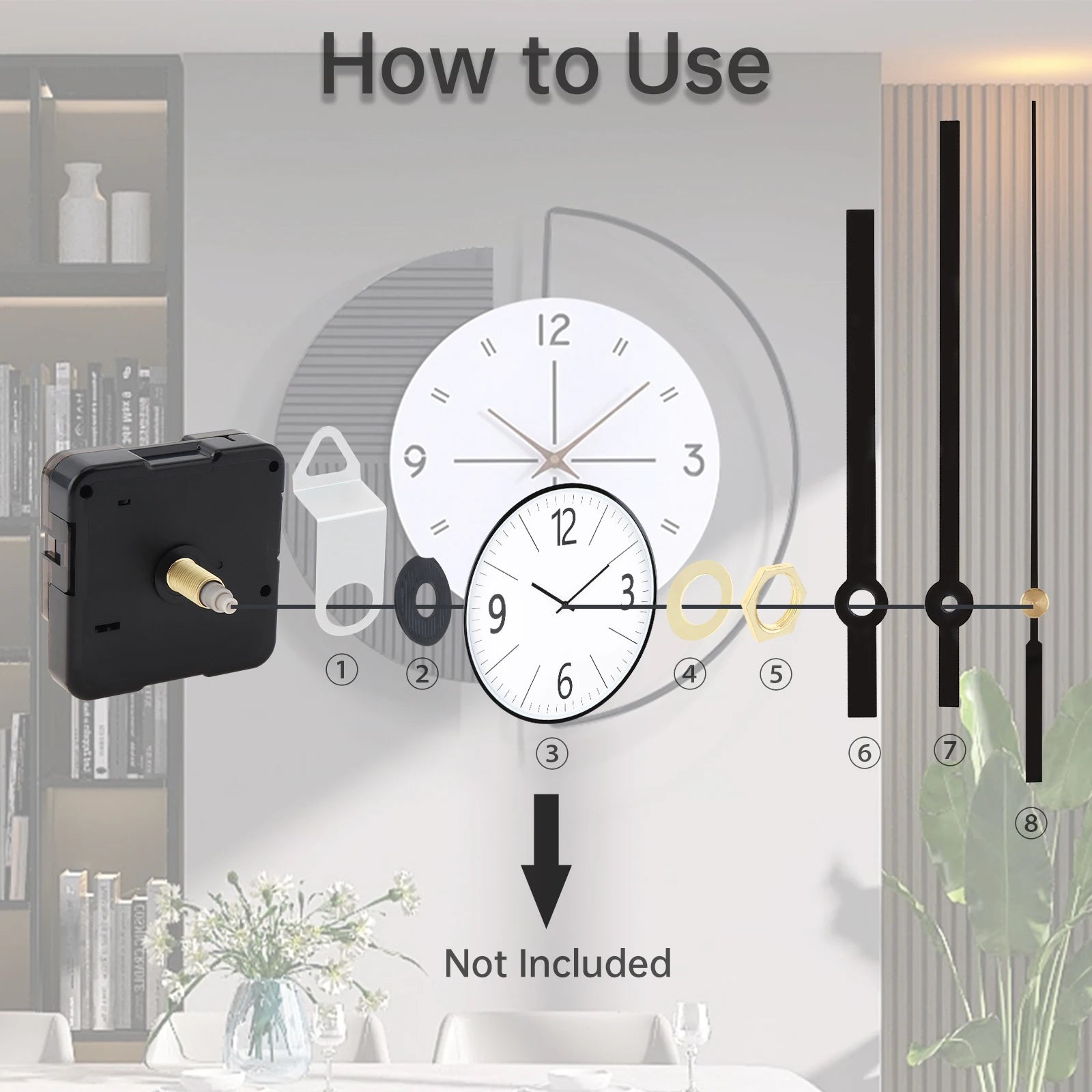 Quartz Battery Operated Silent Wall Clock Movement Mechanisms for DIY / Repair, Clock Parts Replacement