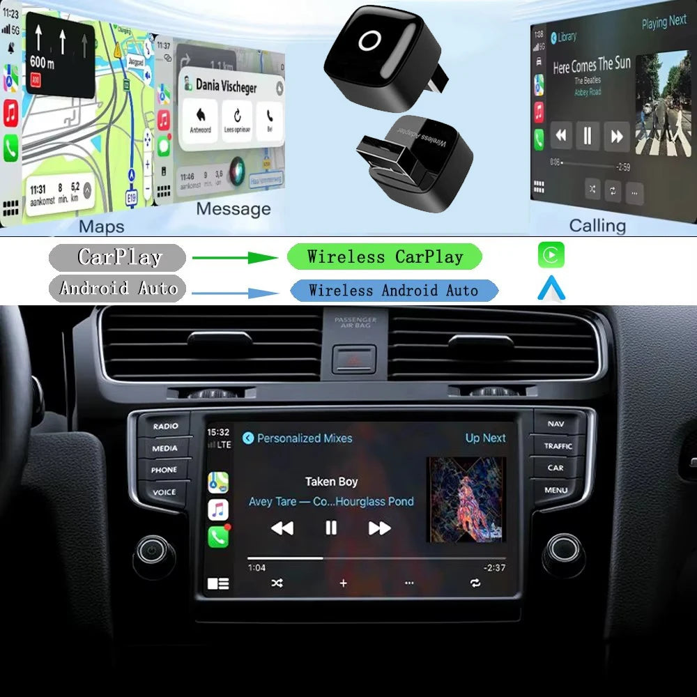Skilldrive 2025 Upgraded Wireless CarPlay Adapter Wireless Android Auto AI Smart Box Intelligent Systems for Wired CarPlay Car
