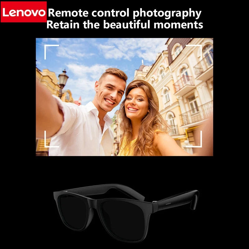 Lenovo AI Smart Glasses Remote Control Touch Photography Voice Assistant Wireless Bluetooth Call Headphone For Men Women Gifts