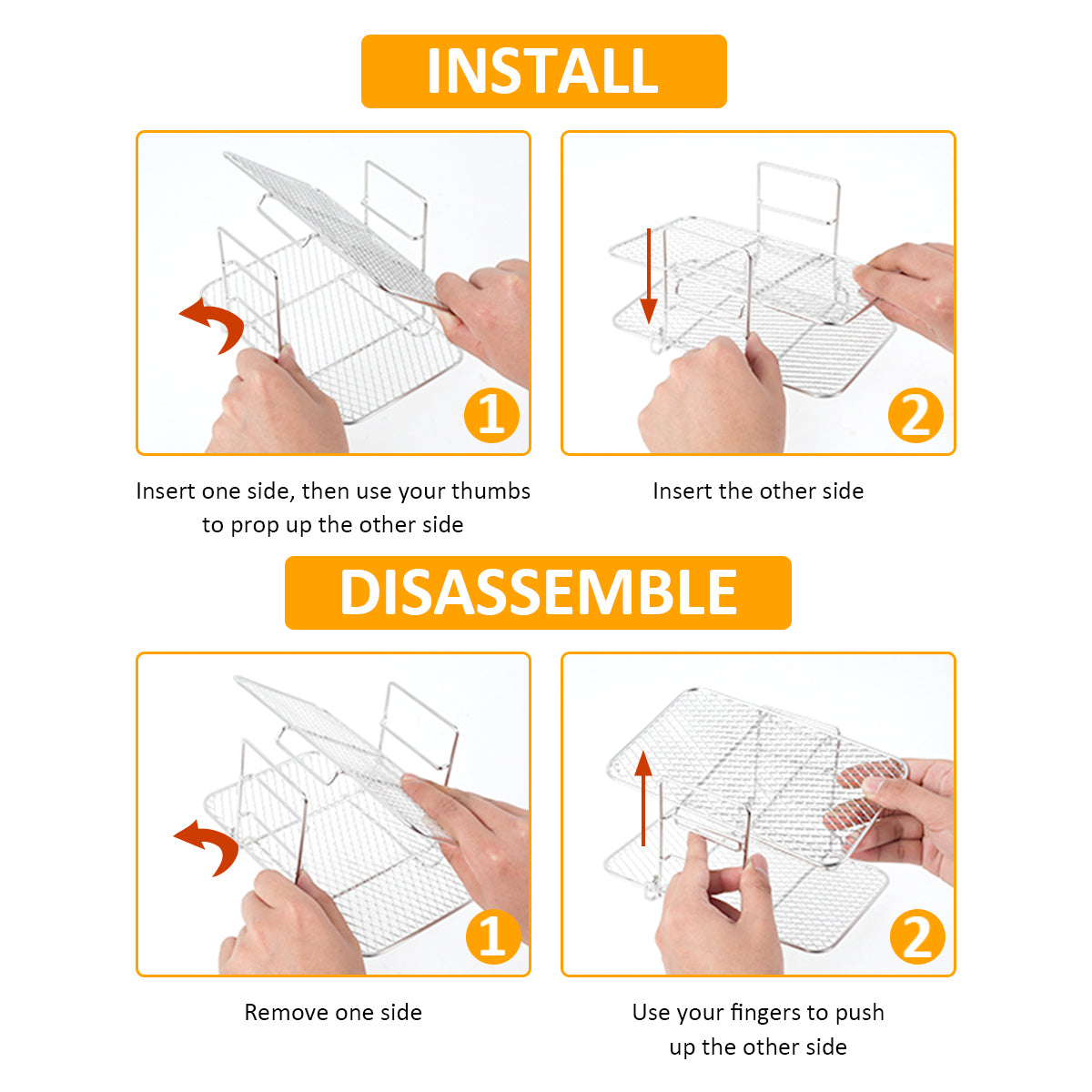 Air Fryer Rack for Ninja Air Fryer Multi-Layer Double Basket Air Fryer Accessories 304 Stainless Steel Grilling Rack Cooking