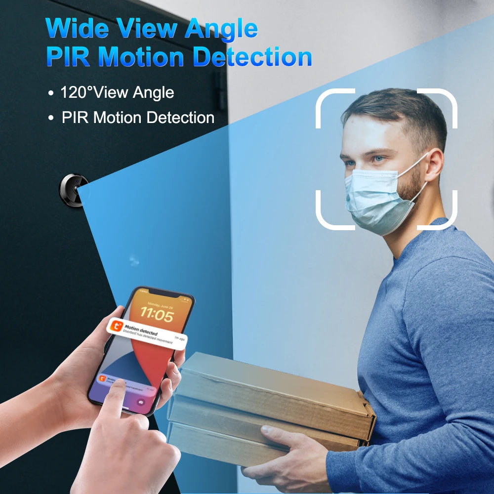 Wifi Smart Tuya Peephole 6000mAh Doorbell Video Intercom Night Vision Door Eye Camera PIR Motion Detection Record Video