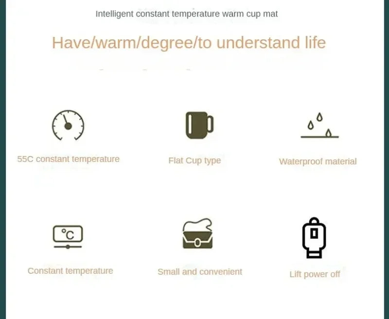 Electric Smart Thermostatic Coaster Suitable for Home and Office Suitable for Hot Coffee Tea Milk Water Portable and Waterproof