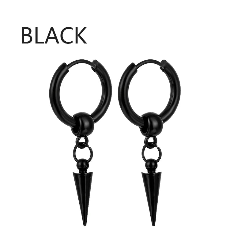 1 /11 Pairs Punk Stainless Steel Stud Earrings Black Earrings Set For Men Women Vintage Hip Hop Piercing Ear Jewelry Accessories