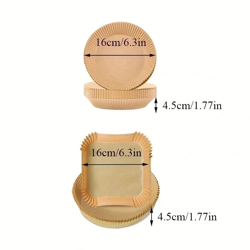 Air Fryer Disposable Paper Air Fryer Accessories Square Round Oil-proof Liner Non-Stick Mat for Kitchen Oven Baking