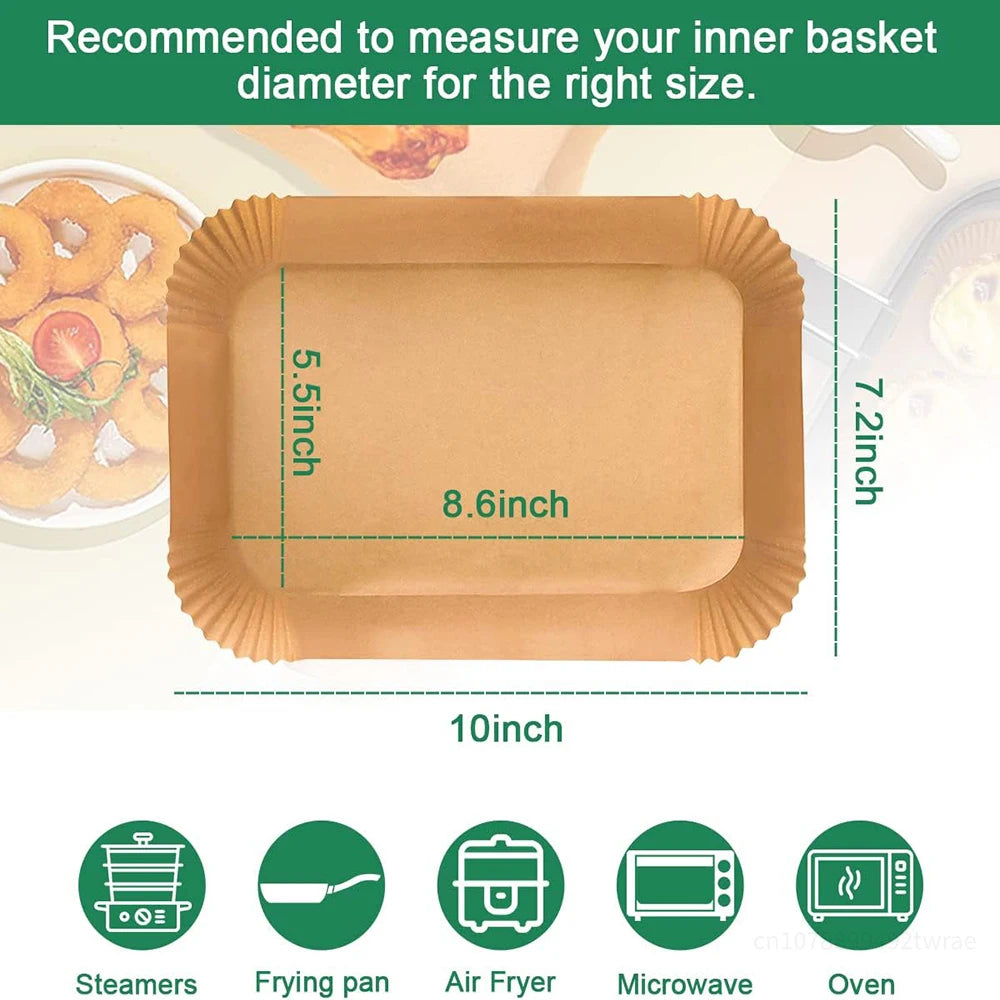 Air Fryer Liners Disposable for Ninja Airfryer 8.7x5.5" Rectangle Parchment Paper for Air Fryer Dual Basket Ninja DZ201 DZ401