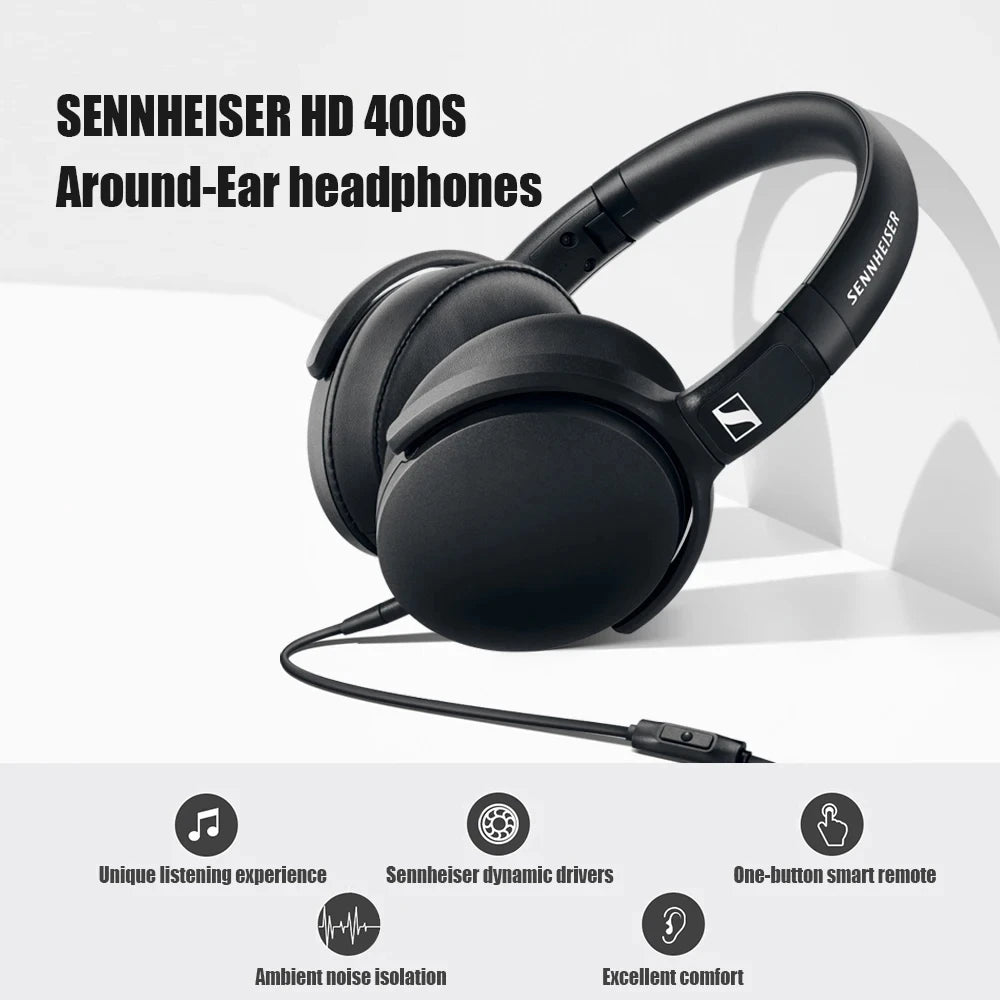 Sennheiser HD400S Headphones Head Mounted Wired with Microphone, Low Bass Noise Reduction, Esports Games Closed Ear Pack