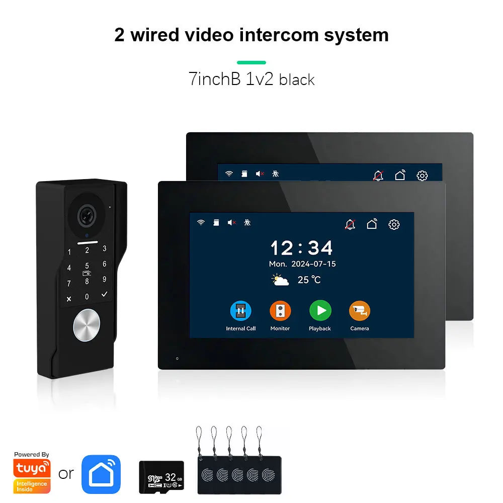 ANJIELO2Wire Digital Video Intercom System TUYA Smart 1080P Doorphone Camera Video Doorbell Support Gate DoorLockRemote Control