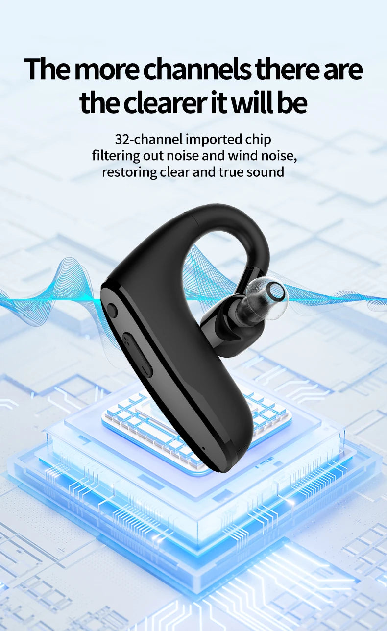 New Compact Lightweight Single Rechargeable Headphones Noise Cancelling Feature Ear-hook Earbuds Suitable For The Elderly