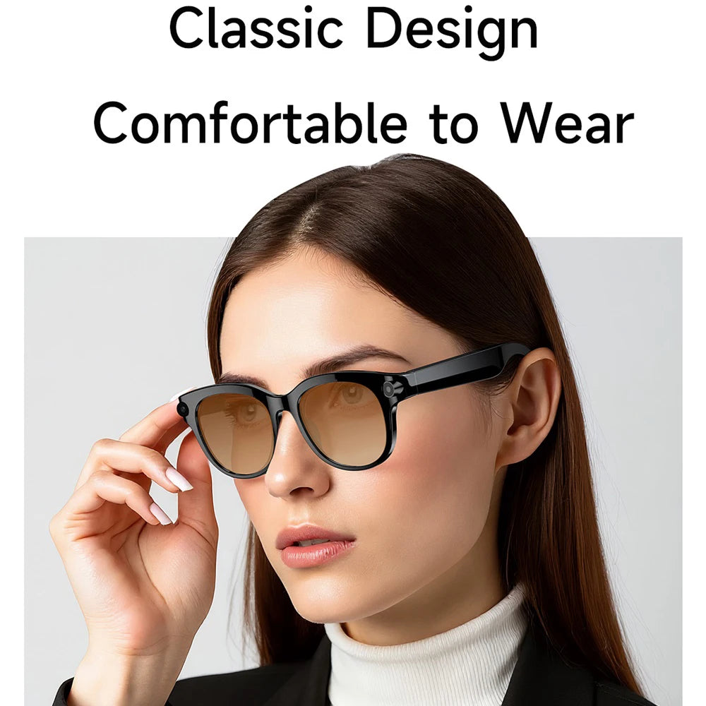 AI Smart Glasses Real-time Translation Dual Camera Bluetooth Call Sunglasses Shoot Audio Video Music Player Multifunctional Men
