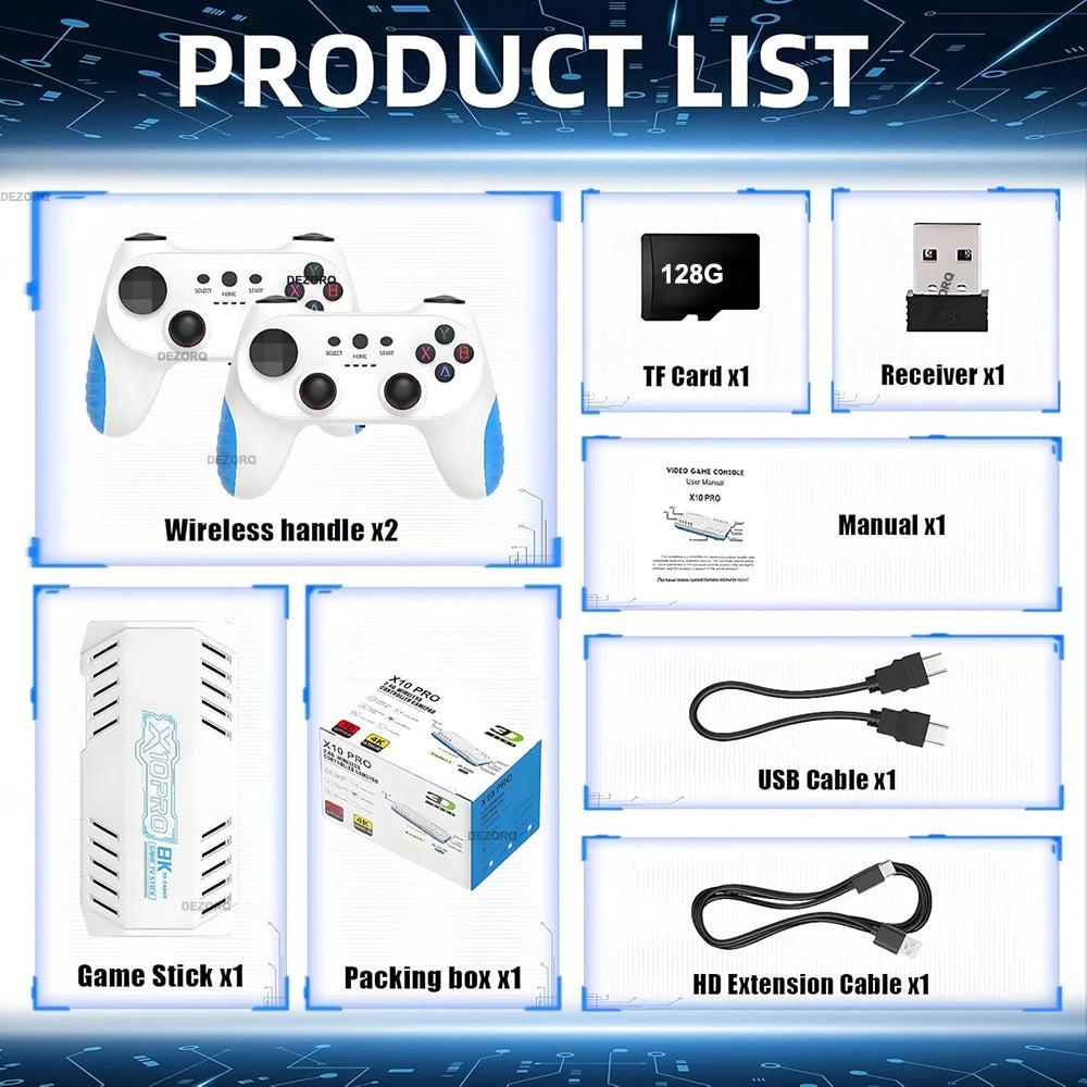 X10 Pro Retro Gaming Console 128G Game Stick Built In 50000 Retro Games 40+ Emulators S905 x 3 TV Video Game Consola