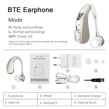 New Compact Lightweight Single Rechargeable Headphones Noise Cancelling Feature Ear-hook Earbuds Suitable For The Elderly