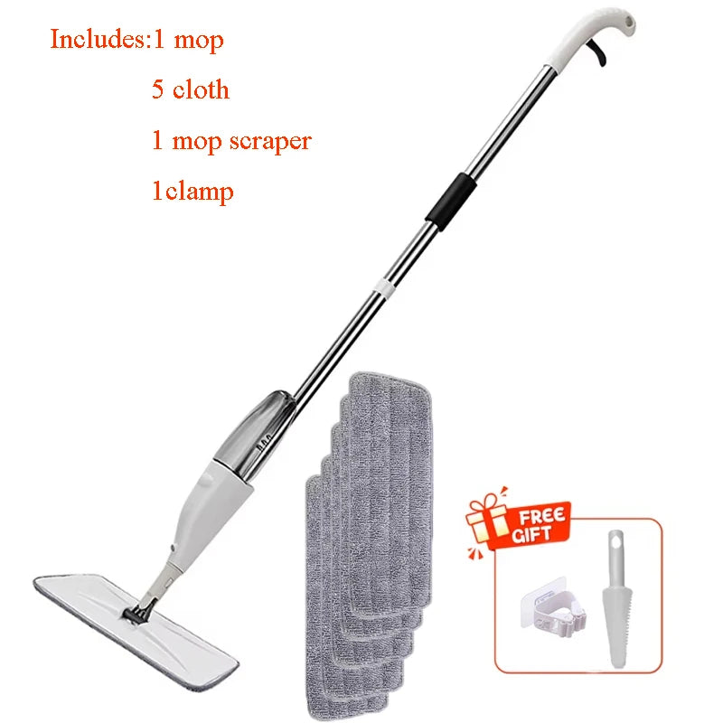 New Spray Mop Broom Set with Reusable Microfiber Pads Rotating Dry & Wet Household Flat Mops for Cleaning Home Floor Magic Tool